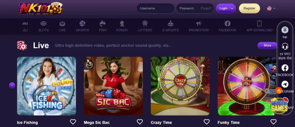 Popular Live Casino Games on NK101