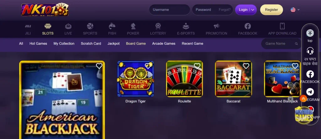 NK101 Live Table Games